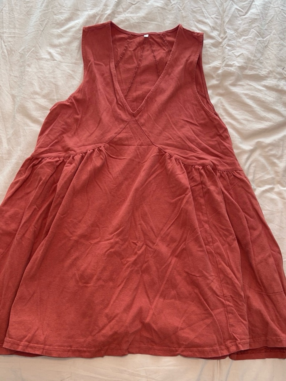 Women's Rust V-Neck Sleeveless Swing Dress